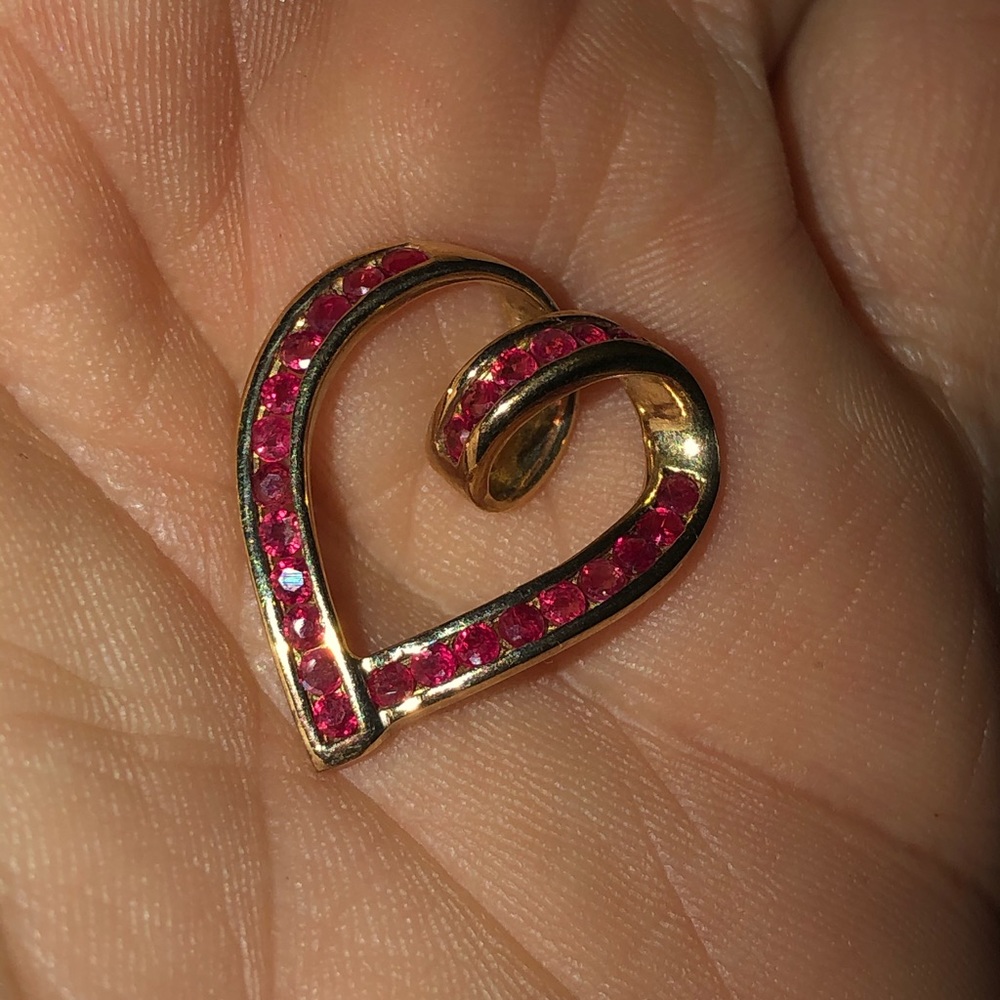 10kt yellow gold ruby slide pendant